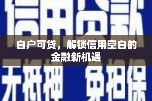 皋兰白户可贷，解锁信用空白的金融新机遇