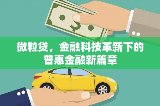 皋兰微粒贷，金融科技革新下的普惠金融新篇章