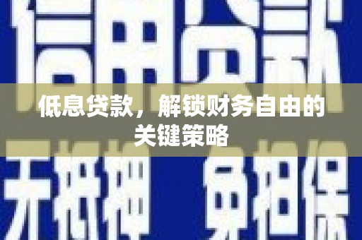 皋兰低息贷款，解锁财务自由的关键策略