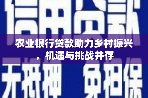 皋兰农业银行贷款助力乡村振兴，机遇与挑战并存