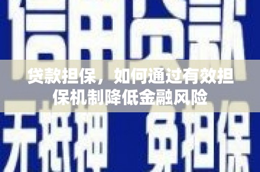皋兰贷款担保，如何通过有效担保机制降低金融风险