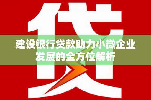 皋兰建设银行贷款助力小微企业发展的全方位解析